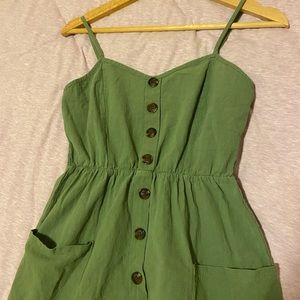 Sage Green Button Up Mini Dress - Size M